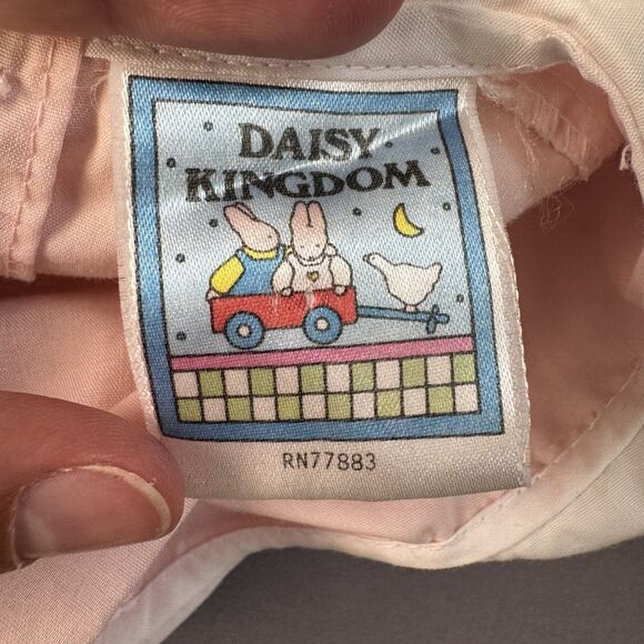 Vintage Daisy Kingdom Baby Girl Romper Bunny Embroidery Smocked Pink White 12M - Picture 7 of 11